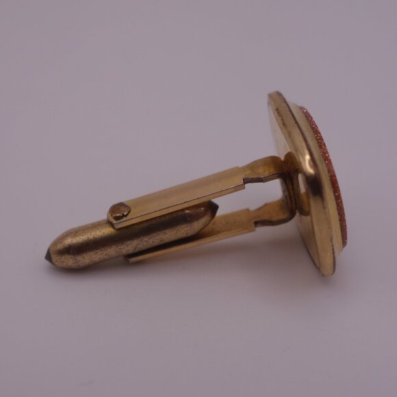 Square Cuff Links with Gold Setting and Brown with Glitter Inner - Picture 6 of 14